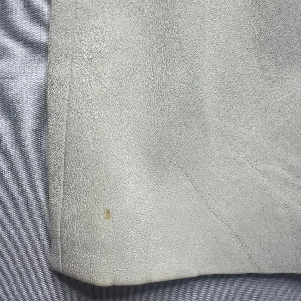 Genuine Leather Luxury White Mini Skirt Buttery Soft Lambskin Feel - Picture 8 of 12